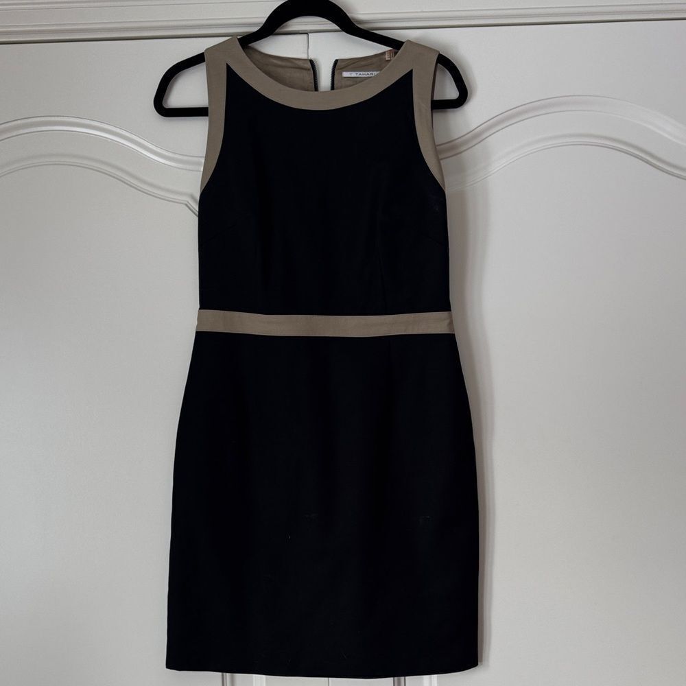 T Tahari Black and Tan Mini Dress